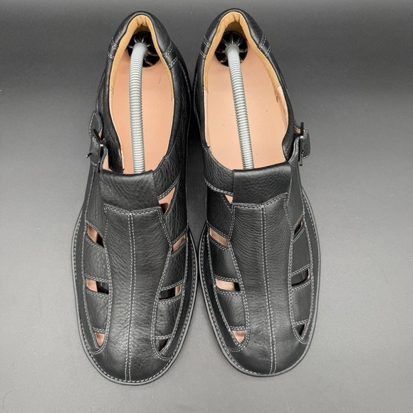 Propet Mens Black Leather Sandals Size 11.5 X3E main image 2